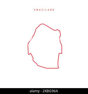 Swaziland outline map. Eswatini red border. Country name. illustration. Stock Photo