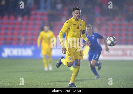 Adrian Petre of Romania U21 in action during the game of UEFA U21 championship between Romania U21 v Finland U21, in Voluntari, Romania, on November 14, 2019. (Photo by Alex Nicodim/NurPhoto) Stock Photo