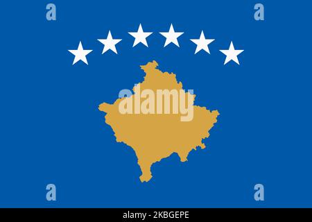 Flag of Kosovo. Kosovan national banner and patriotic symbol. Official colors. Flat illustration. Stock Photo