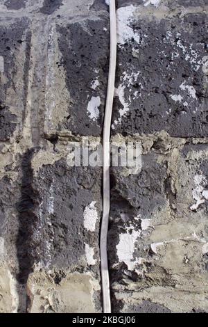 wiring in the wall and build a house in the room Stock Photo