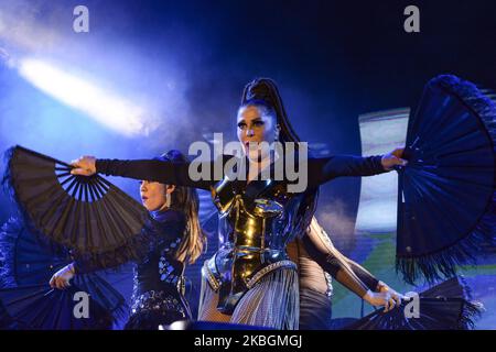 Alejandra Guzman, 52, performing on stage in concert during her La Guzman Tour at Mexico City Arena on February 8, 2020 in Mexico City, Mexico (Photo by Eyepix/NurPhoto) Stock Photo