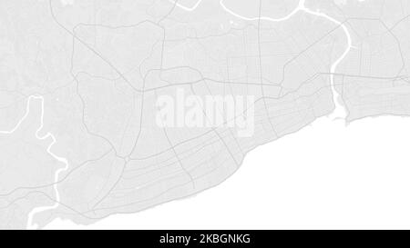 White and light grey Santo Domingo city area vector background map, roads and water illustration. Widescreen proportion, digital flat design roadmap. Stock Vector