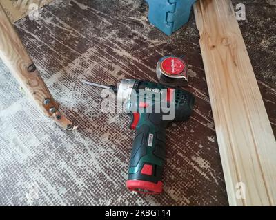 Cordless battery powered Parkside (by Lidl) drill screwdriver is seen in Gdansk, Poland on 8 February 2020 (Photo by Michal Fludra/NurPhoto) Stock Photo