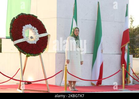 Maryam Rajavi, Ashraf-3, Albania 09/02/2020- Maryam Rajavi, the President-elect of the National Council of Resistance of Iran (NCRI) attend the ceremony of the members of the People Mojahedin Organization of Iran (PMOI/MEK) at Ashraf-3 in Albania on Sunday, February 9, 2020, marking the anniversary of the 1979 anti-monarchic revolution in Iran. (Photo by Siavosh Hosseini/NurPhoto) Stock Photo