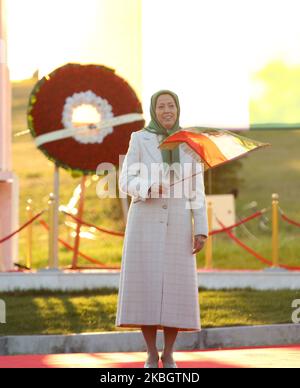 Maryam Rajavi, Ashraf-3, Albania 09/02/2020- Maryam Rajavi, the President-elect of the National Council of Resistance of Iran (NCRI) attend the ceremony of the members of the People Mojahedin Organization of Iran (PMOI/MEK) at Ashraf-3 in Albania on Sunday, February 9, 2020, marking the anniversary of the 1979 anti-monarchic revolution in Iran. (Photo by Siavosh Hosseini/NurPhoto) Stock Photo