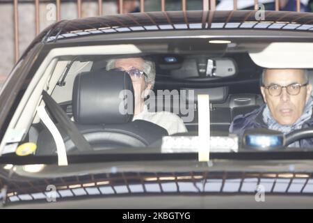 Levallois' mayor Patrick Balkany leaves on February 12, 2020 the Prison de la Sante jail in Paris where he was detained since October 2019 after being convicted of aggravated laundering of tax fraud and corruption, after a court of appeal authorised today his release for medical reasons. (Photo by Mehdi Taamallah/NurPhoto) Stock Photo