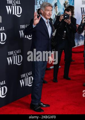 HOLLYWOOD, LOS ANGELES, CALIFORNIA, USA - FEBRUARY 13: Actor Harrison Ford arrives at the World Premiere Of 20th Century Studios' 'The Call Of The Wild' held at the El Capitan Theatre on February 13, 2020 in Hollywood, Los Angeles, California, United States. (Photo by Xavier Collin/Image Press Agency/NurPhoto) Stock Photo