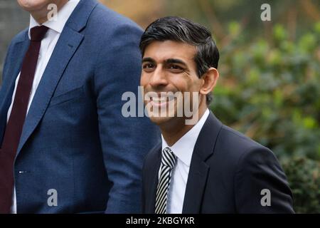 Chancellor of the Exchequer Rishi Sunak arrives in Downing Street in central London to attend a first cabinet meeting after reshuffle on 14 February, 2020 in London, England. Yesterday, Prime Minister Boris Johnson conducted a reshuffle of his government following Britain's departure from the EU. (Photo by WIktor Szymanowicz/NurPhoto) Stock Photo