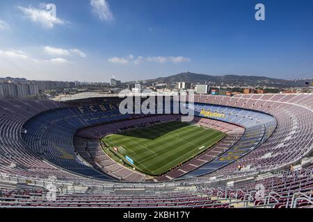 Camp Nou Stadium panoramic view during La Liga Santander match between FC Barcelona and Getafe CF at Camp Nou Stadium on February 15, 2020 in Barcelona, Spain. (Photo by Xavier Bonilla/NurPhoto) Stock Photo