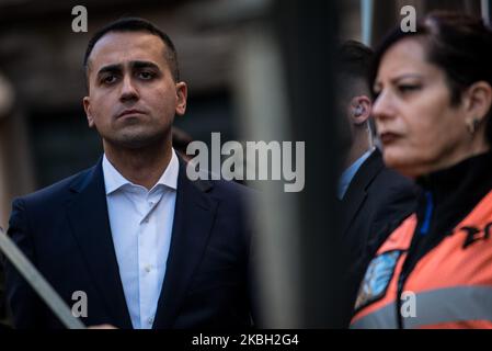 Italian Foreign Minister and Five-Star movement leader, Luigi Di Maio, arrives for rally called by the Five Stars Movement to protest against members of parliament who are trying to overturn and appeal a recent law that curbs lavish politician pensions on February 15 , 2020 in Rome, Italy (Photo by Andrea Ronchini/NurPhoto) Stock Photo