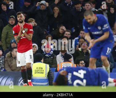 Manchester United's Bruno Fernandes during English Premier League between Chelsea and Manchester United at Stanford Bridge Stadium , London, England on 17 February 2020 (Photo by Action Foto Sport/NurPhoto) Stock Photo