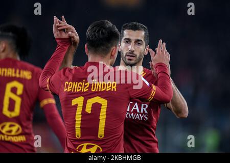 Cengiz Roma Cengiz Under of AS Roma celebrates with Henrikh Mkhitaryan of AS Roma ...