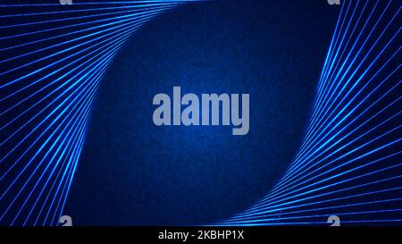 Abstract technology concept glowing blue neon lines with lighting effect on dark blue background. Vector illustration Stock Vector