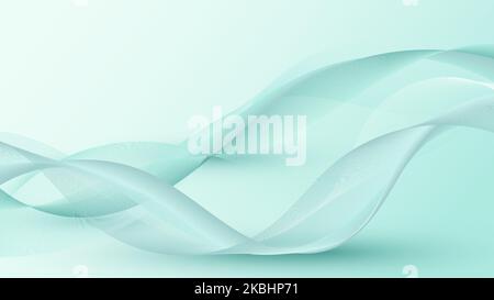 Abstract 3D green dynamic wave flow lines pattern on white background. Vector graphic illustration Stock Vector