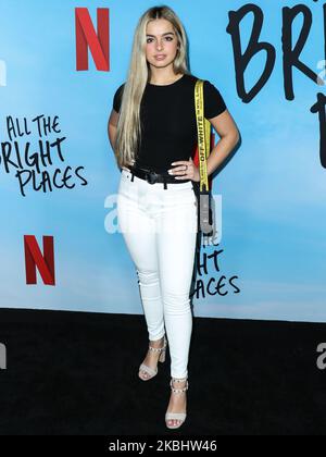 HOLLYWOOD, LOS ANGELES, CALIFORNIA, USA - FEBRUARY 24: Addison Rae arrives at the Los Angeles Special Screening Of Netflix's 'All The Bright Places' held at ArcLight Hollywood on February 24, 2020 in Hollywood, Los Angeles, California, United States. (Photo by Xavier Collin/Image Press Agency/NurPhoto) Stock Photo