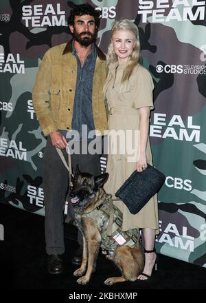 HOLLYWOOD, LOS ANGELES, CALIFORNIA, USA - FEBRUARY 25: Justin Melnick and Dita arrive at the Los Angeles Premiere Of CBS Television Studios' 'SEAL Team' held at ArcLight Cinemas Hollywood on February 25, 2020 in Hollywood, Los Angeles, California, United States. (Photo by Xavier Collin/Image Press Agency/NurPhoto) Stock Photo