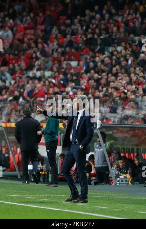 FC Shakhtar Donetsk head coach Luís Castro looks on during the UEFA Europa League round of 32 2nd leg football match between SL Benfica and FC Shakhtar Donetsk at the Estadio da Luz in Lisbon on February 27, 2020. (Photo by Valter Gouveia/NurPhoto) Stock Photo