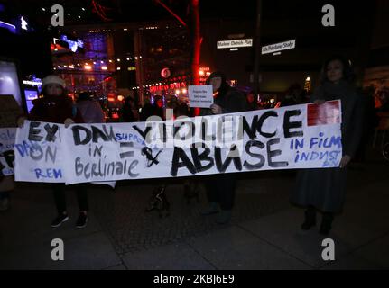 Anti-war protest during Award Ceremony during 70th Berlinale International Film Festival in Berlinale Palast in Berlin, Germany on February 29, 2020. (Photo by Dominika Zarzycka/NurPhoto) Stock Photo