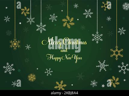 merry christmas banner with snowflakes on garlands, stars Stock Vector