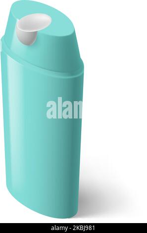 Single Aquamarin Isometric Bottle of Shampoo on White Stock Vector