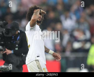 Marcelo celebrate the winning during the Liga match between Real Madrid CF and FC Barcelona at Estadio Santiago Bernabeu on March 01, 2020 in Madrid, Spain. (Photo by Raddad Jebarah/NurPhoto) Stock Photo
