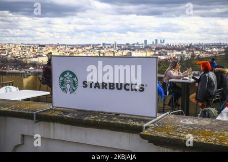 Starbucks coffee shop by Hradcany Square in Prague, Czech Republic, on 1st march, 2020 (Photo by Beata Zawrzel/NurPhoto) Stock Photo