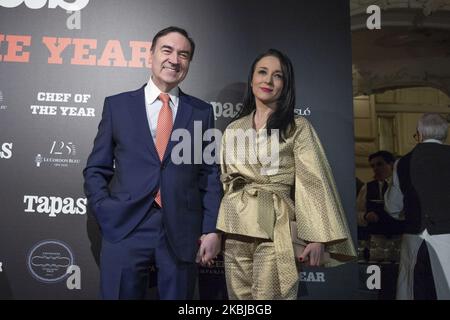 Pedro J. Ramirez and Cruz Sanchez de Lara attend the delivery of the Chef of the year 2019 award in Madrid. March 2, 2020 Spain. (Photo by Oscar Gonzalez/NurPhoto) Stock Photo