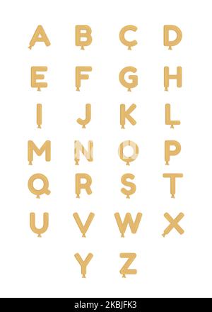 Balloon styled alphabet semi flat color vector object Stock Vector