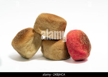 Pandesal or pan de sal is a Filipino traditional bread usually eaten during breakfast or afternoon snack. with copyspace for texts Stock Photo