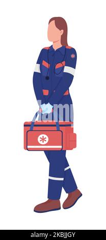 Paramedic semi flat color vector character Stock Vector