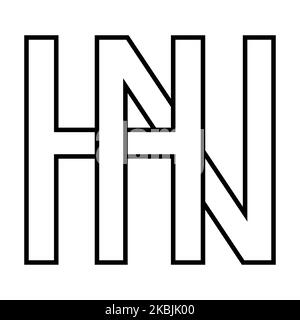 Logo sign hn nh icon nft interlaced letters n h Stock Vector