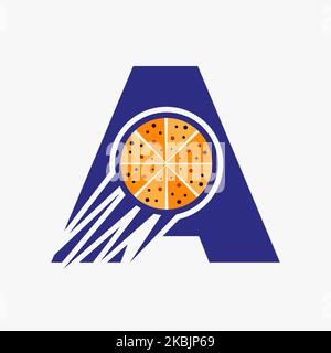 Initial Letter A Restaurant Cafe Logo With Pizza Concept Vector Template Stock Vector