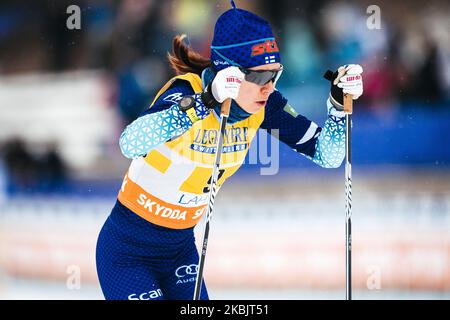 Susanna Saapunki competes during the women's relay 4x5.0 km of the FIS Cross Country World Cup in Lahti, Finland, on March 1, 2020. (Photo by Antti Yrjonen/NurPhoto) Stock Photo