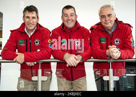 Belle Vue Management team: (l-r) Mark Lemon (Team Manager), Adrian Smith (CEO), Robin Southwell (Co-Owner) during The Belle Vue Speedway Media Day, at The National Speedway Stadium, Manchester, on Thursday 12 March 2020. (Photo by Ian Charles/MI News/NurPhoto) Stock Photo