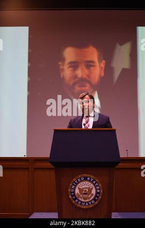 Ted Cruz, United States Senate, speaks on March 12, 2020 in Washington DC, US - On the eve of Nowruz, Iranian New Year, a briefing-luncheon was held in the Senate by the Organization of Iranian American Communities (OIAC) on March 12, 2020. In a statement, Senator Ted Cruz (R-TX), member of the Senate Foreign Relations Committee, said, for decades, the men and women of Iran have suffered from brutal repression under Ayatollah Khamenei and the Mullahs. I believe one day Iran will be free, without the Ayatollah in powerâ€¦. I have been a strong advocate for applying a maximum pressure campaign a Stock Photo