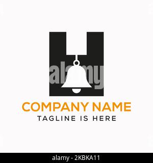 Letter H Cowbell Logo Concept With Hanging Bell Symbol Vector Template Stock Vector