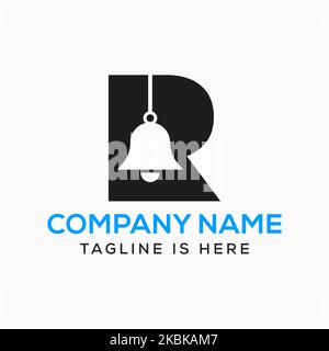 Letter R Cowbell Logo Concept With Hanging Bell Symbol Vector Template Stock Vector