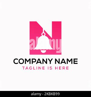 Letter N Cowbell Logo Concept With Hanging Bell Symbol Vector Template Stock Vector