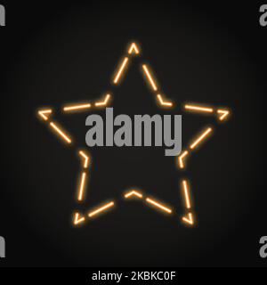 Neon orange shining star frame in line style. Glowing lines border. Vector illustration. Stock Vector
