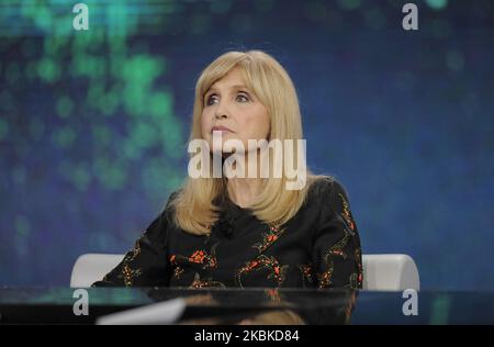 Dori Ghezzi (wife of Fabrizio De André) Italian singer, during the RAI TV show Che Tempo Che Fa season 2019-2020, at RAI television studios in Via Mecenate on February 16, 2020 in Milan, Italy. (Photo by Omar Bai/NurPhoto) (Photo by Omar Bai/NurPhoto) Stock Photo