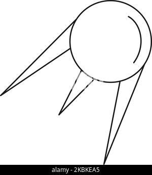 Line art simple satellite isolated on white background Science discovery themed vector illustration for icon, emblem, poster, site or article decorati Stock Vector