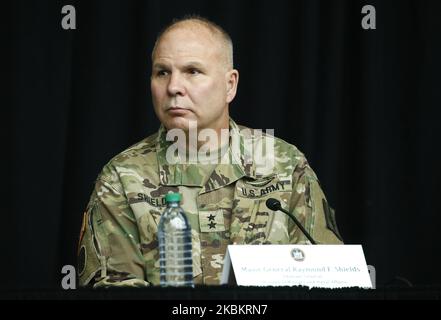 Major General Raymond Shields in New York, United States, on March 30, 2020. US Army Corps of Engineers completes a temporary field hospital at the Jacob K. Javits Convention Center as the coronavirus continues to spread on March 30, 2020 in New York City. The Army Corps of Engineers constructed the temporary hospital with nearly 2,000 beds in the convention center to serve patients not seeking medical attention for coronavirus (COVID-19) (Photo by John Lamparski/NurPhoto) Stock Photo