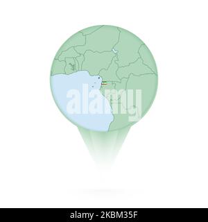 Equatorial Guinea map, stylish location icon with Equatorial Guinea map and flag. Green pin icon. Stock Vector