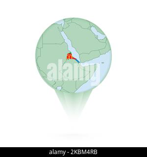 Eritrea map, stylish location icon with Eritrea map and flag. Green pin icon. Stock Vector