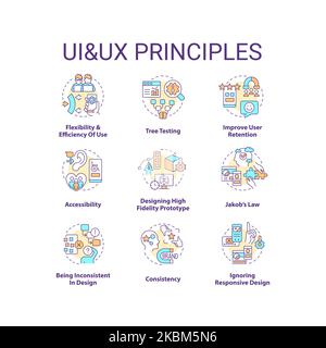 UI UX principles concept icons set Stock Vector