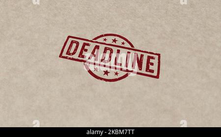 Deadline stamp icons in few color versions. Business time shedule and work plan concept 3D rendering illustration. Stock Photo