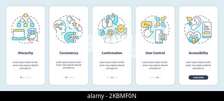 Basics of user experience design onboarding mobile app screen Stock Vector