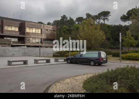 A mortuary car at the parking of the Collserola morgue before they are