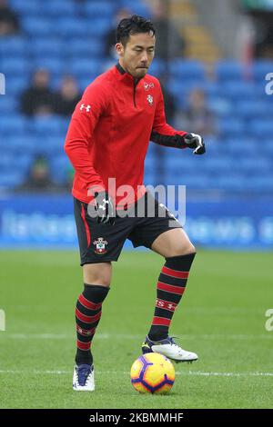 Maya Yoshida of Southampton warms up prior to the Premier League match between Cardiff City and Southampton at the Cardiff City Stadium, Cardiff on Saturday 8th December 2018. (Photo by Mark Fletcher/MI News/NurPhoto) Stock Photo