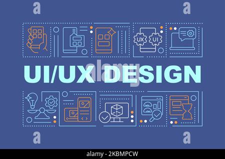 UX UI design word concepts dark blue banner Stock Vector